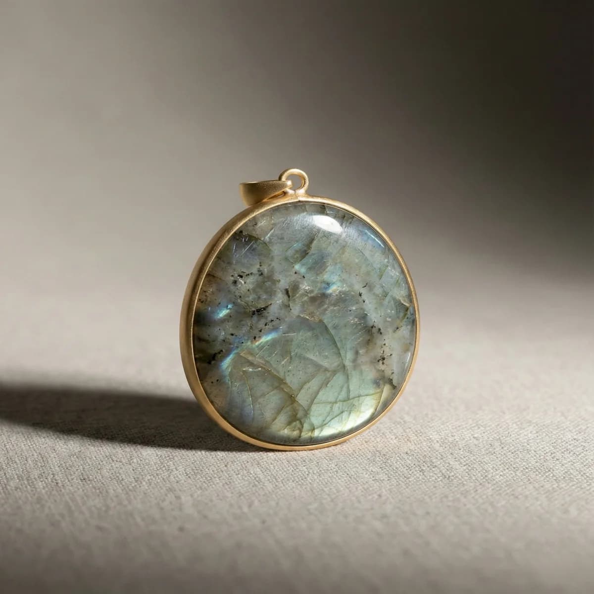 月光で青く輝くラブラドライトペンダント