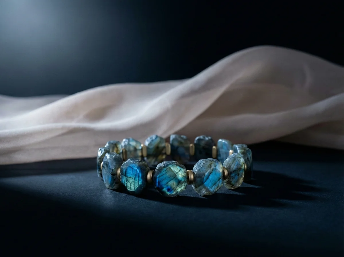 暗夜 midnight bracelet - 青いラブラドライト天然石 natural stone bracelet（moonlight 月光）