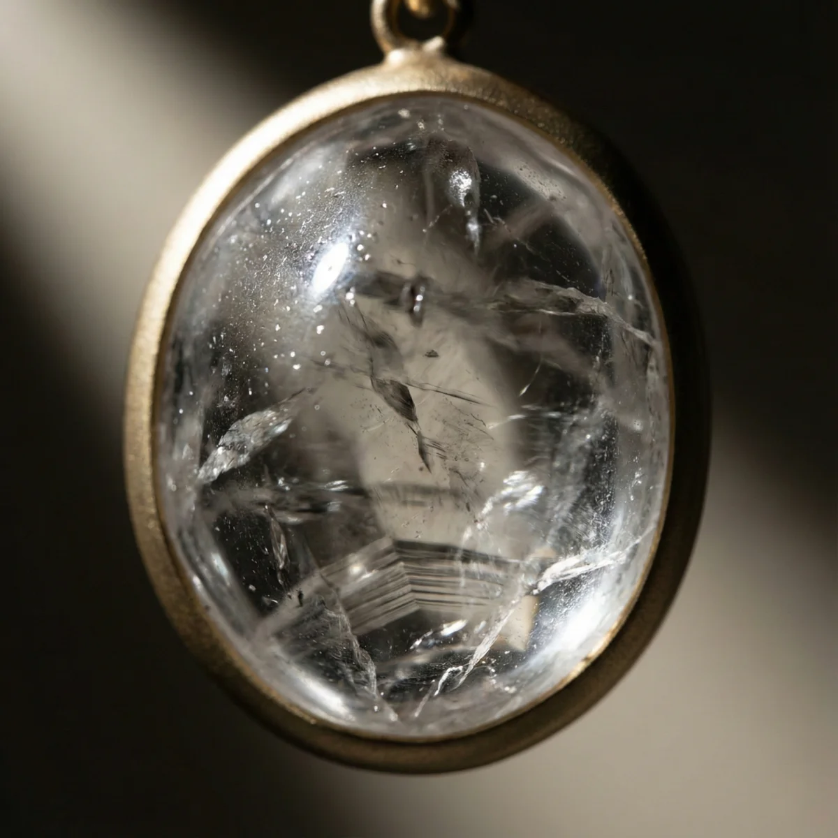 聖域 sacred pendant necklace - 透明な天然石 natural stone 水晶の内包物マクロ（moonlight crystal）